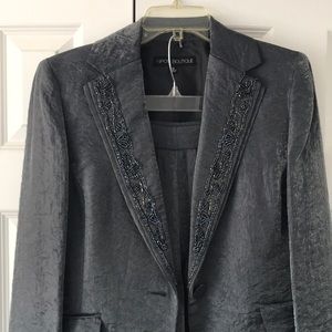 Nipon boutique Silver Suit with beadwork size10